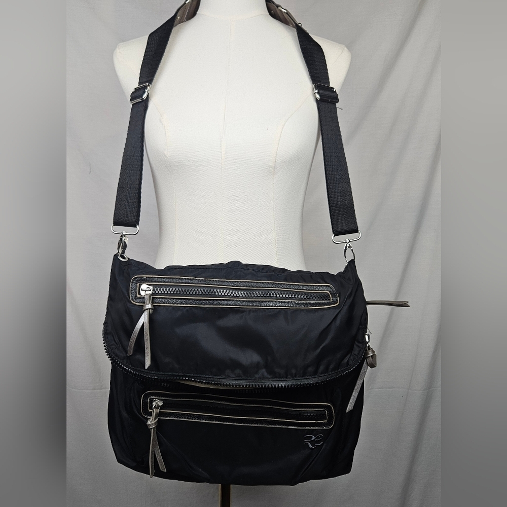 Rare Earth by Stone Mountain Large Crossbody Bag Black Nylon Exterior Whimsigoth